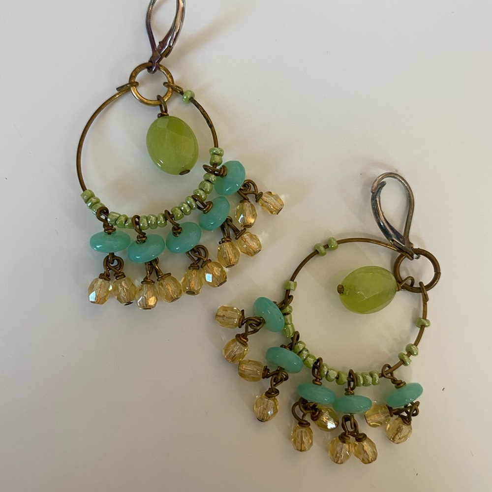 Fun Beaded Hoop Dangly Earrings